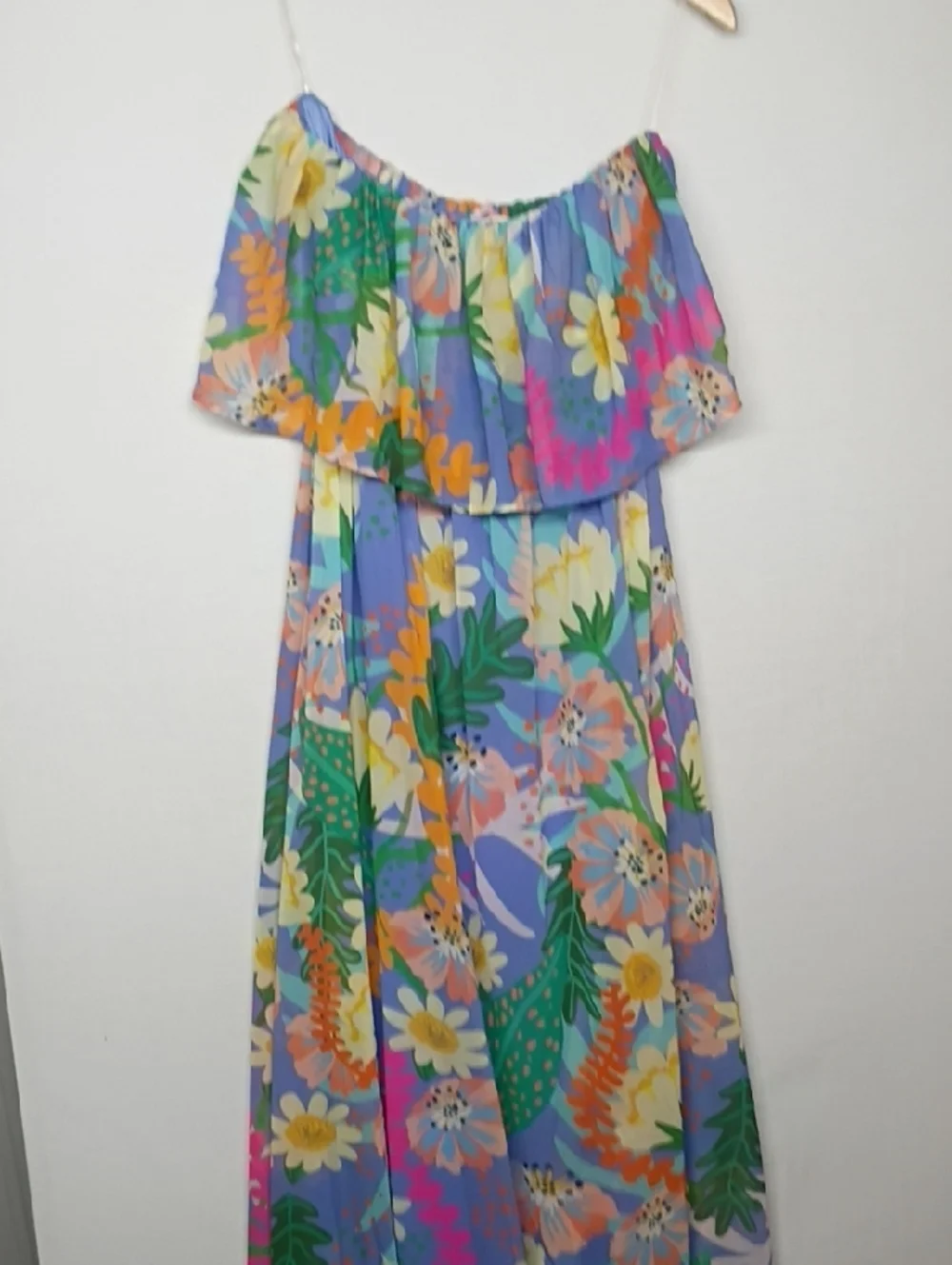 Entro Floral Trim Strapless Dress in Periwinkle - Picture 6 of 10